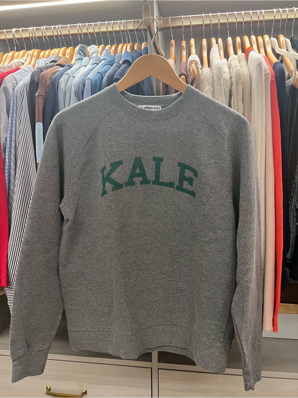 Sub_Urban Riot Grey Crewneck Sweatshirt with Green KALE Logo